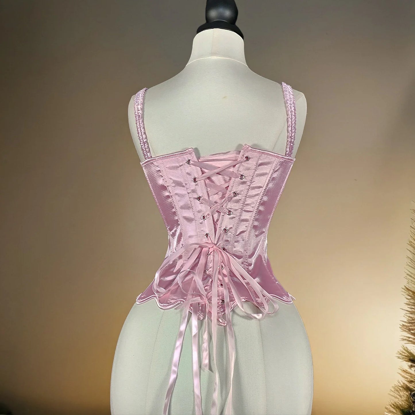 Women Tight Corset Vest Bustier Overbust Petal Bodice Lace Up Boned Shaping Tops Pink Costume Crops With 5 Buckles Party Wedding