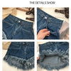 ITOOLIN Women Vintage Tassels Denim Shorts Button Loose High Waist A-line Jean Shorts Casual Women Office Trousers Streetwear