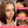 13x4 Lace Front Wig Bob Echthaar Braun Glatt 180% Dichte HD Transparent Lace Frontal Perücken Bob Haar Lace Front Perücke