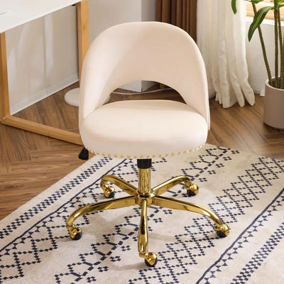 Cute Desk Chair with Wheels, Comfy Armless Swivel Vanity Task Chair for Women/Girl/Kids, Nail Tech for, Office Chairs