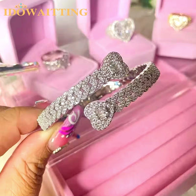 Vergoldeter Armreif mit Pflastersteinen, Bling CZ Zirkonia, Handgelenks-Kubanische-Ketten-Gliederarmbänder, Mode-Hip-Hop-Schmuck für Frauen
