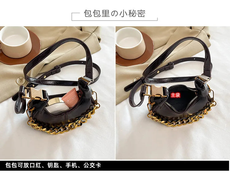 2024 Herbst Winter Mini Umhängetaschen für Damen Luxus Halbmond-Handtaschen für Damen Handtaschen mit Griff Weibliche kleine Tasche