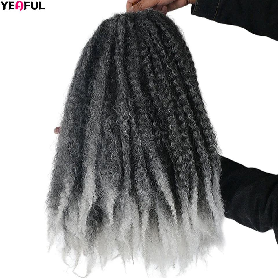 Yeaful 18 Inch Synthetic Marley Twist Braiding Hair Red Black Brown Ginger Bug Blonde #4 Pre Looped Marley Twists Crochet Hair
