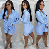 Two Piece Short Sets Women Striped Single Breasted Cardigan Blouses Shorts Elastic Waist Shirt Suit Casual Outwear Summer