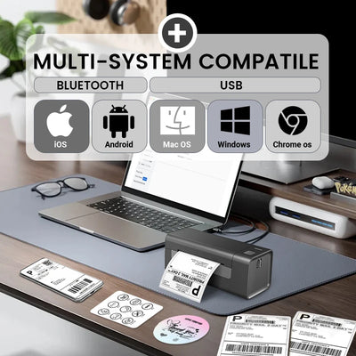 Bluetooth Thermo-Etikettendrucker Kleiner drahtloser Versandetikettendrucker 4x6 Zoll Tragbarer Maker Kompatibel mit verschiedenen Systemen