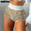 2023 Sommer Damen Mini Shorts Modetrend Pailletten Hohe Taille Glitzer Kleidung Sexy Skinny Party Nachtclub Shorts Streetwear