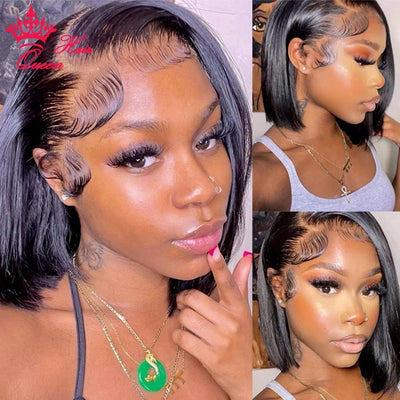 Queen Hair HD Bob Perücke Knochenglatt HD 4x4 5x5 6x6 Verschlussperücke HD 13x6 13x4 Full Frontal Bob Perücke 100 % unbehandeltes Echthaar vorgezupft
