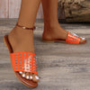 2024 Women Summer New Flat Bottom Rivet Outdoor Beach Large Size Slippers for Leisure, Anti slip Durable Home Sandals