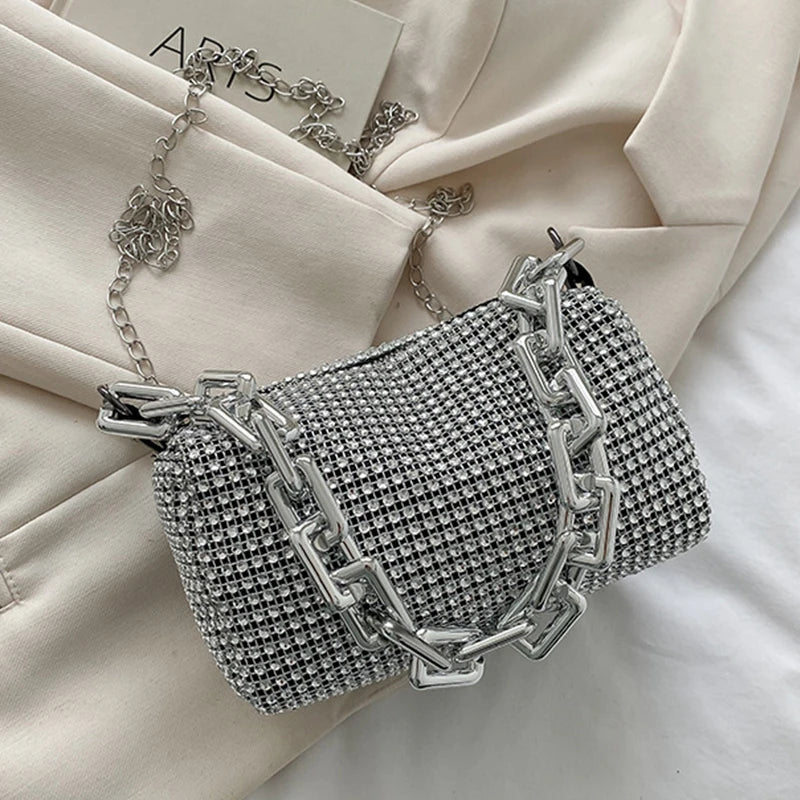 Women's bag 2024 New Rhinestones Handbags  for Women Bags Diamonds Shoulder Bag Purse Ladies Female Crossbody Bag Shining Bag