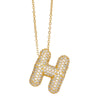 FLOLA Chunky Clear Crystal Initial Necklaces For Women Bubble Letter Necklace Custom Name Jewelry Birthday Gifts nkeb798