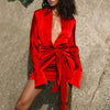 2023 Elastic Elegant Single Breasted Dress Retro Lapel Satin Tight-fitting High Waist Wrap Hips Ruched Short Dress Sexy Clubwear