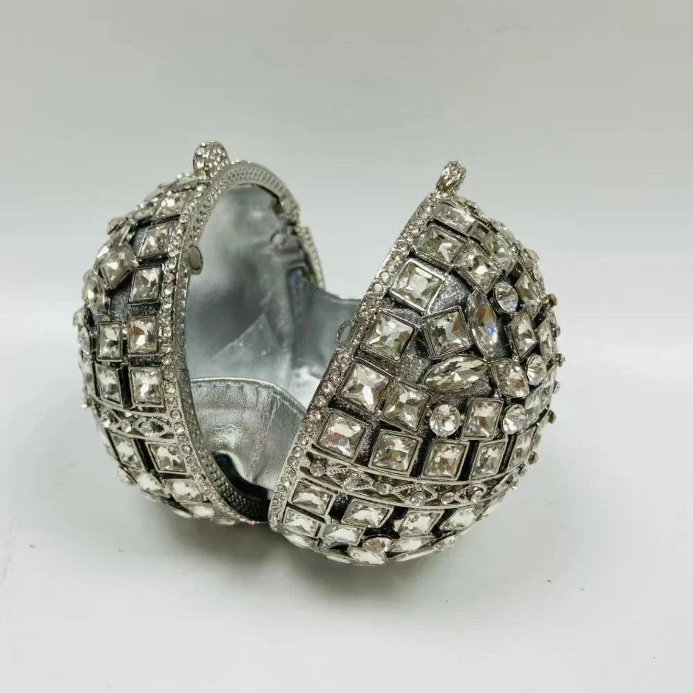 Women Multi Stones Clutch Purse Crystal Evening Bags Hard Case Metal Minaudiere Rhinestone Clutches Handbag Wedding Party Bags