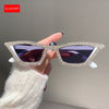 KLASSNUM Luxuriöse Cat-Eye-Sonnenbrille für Damen und Herren, modische Diamant-Dreieck-Marken-Designer-Glitzer-Sonnenbrille UV400 Shades Brille
