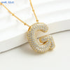 SUNSLL Cubic Zircon A-Z 26 Bubble Letter Necklace 2 Sizes Gold Plated M Chunky Balloon Initials Pendant Women Chain Jewelry 2024