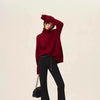 Rollkragenpullover 100% Kaschmir Pullover Damen lose verdickend Anti-Aging Nische Vintage Roter Rundhals-Pullover Damen Langarm