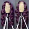 200% Density 13X6 Dark Purple Colored Body Wave Lace Front Wigs Pre Plucked Glueless 13x4 Long Wavy Lace Frontal Wigs For Women
