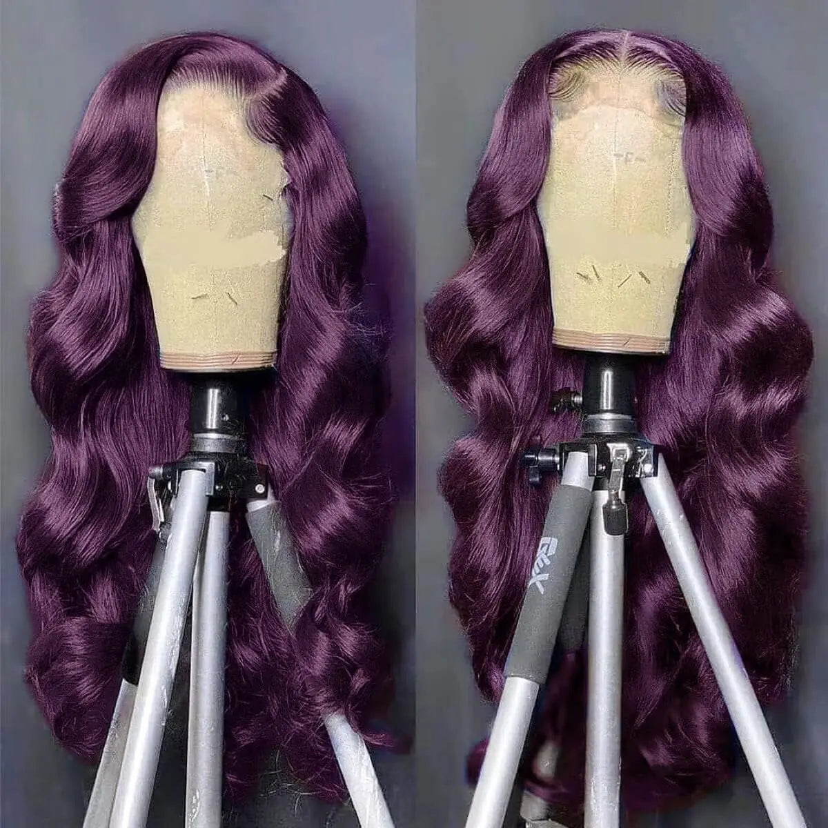 200% Density 13X6 Dark Purple Colored Body Wave Lace Front Wigs Pre Plucked Glueless 13x4 Long Wavy Lace Frontal Wigs For Women