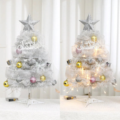 Hot Sale 45/60cm Christmas Tree With lights White/Pink Christmas Tree With Star Christmas Miniature Pine With Ornaments