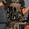 25/26 New Summer American Street Trendy Hot Girl Big Letter Shirt Element T-shirt Set Casual Adult Oversized Women's Top Shorts