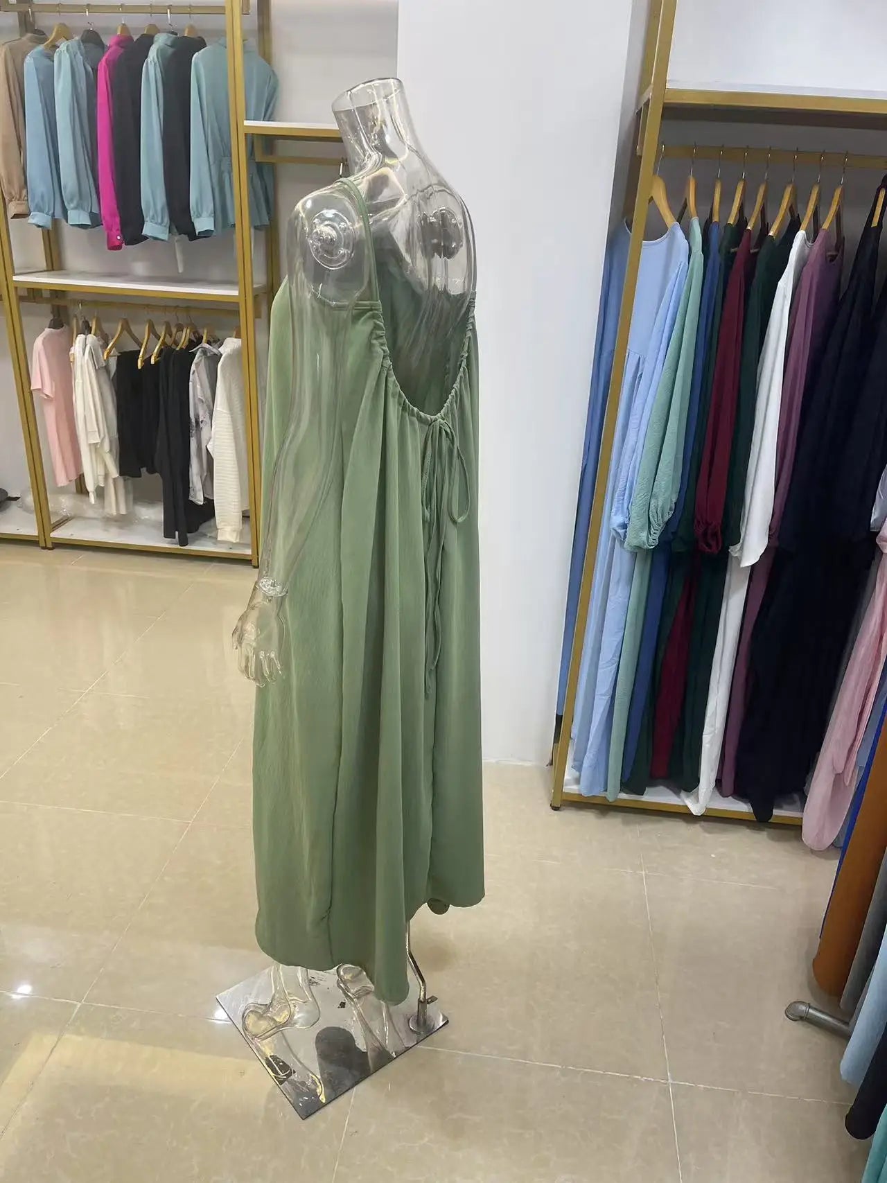 New Arrival Women's Strapless Backless Long Loose Home Dress Comfortable Sleepwear Casual Maxi Dress