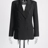 TWOTWINSTYLE Patchwork-Diamanten rückenfreier Blazer für Damen mit gekerbtem Kragen, langen Ärmeln, gespleißten Knöpfen, schickem Damen-Stil