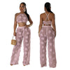 Women Two Piece Pant Sets Sexy Hollow Out Vest Sleeveless Tanks Tops Splice Long Pants Drawstring Streetwear Summer 2025