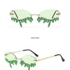 Diamond Rimless Sunglasses Women Luxury Brand Rhinestone Sun Glasses Ladies Sexy Tear Shape Punk Party Eyewear gafas de sol