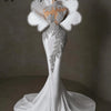 New White Heavy Luxury Evening Dress 2024 Hochzeitskleid With 3D Leaf Design Ladies Dresses For Special Occasions Customized
