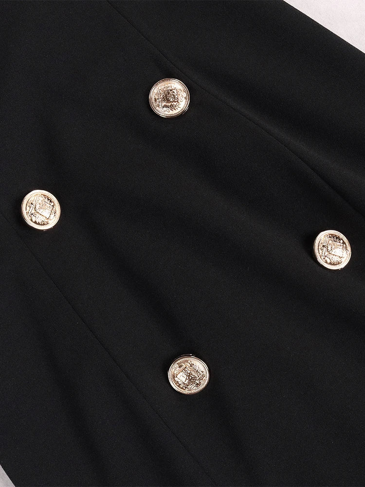 NewAsia Off-Shoulder Blazer-Kleid Zweireihig Rutschfest Rückenfrei Gerafft Tief Ausgeschnitten Reißverschluss Bodycon Robe Elegante Clubkleider