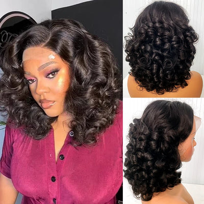 12A Raw Donor Human Hair Wigs 13x4 HD Lace Frontal 250% Density Unprocessed Vietnamese Double Drown Bouncy Wave Lace Frontal Wig