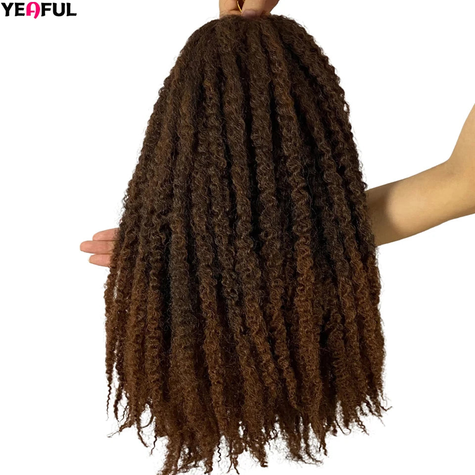 Yeaful 18 Inch Synthetic Marley Twist Braiding Hair Red Black Brown Ginger Bug Blonde #4 Pre Looped Marley Twists Crochet Hair