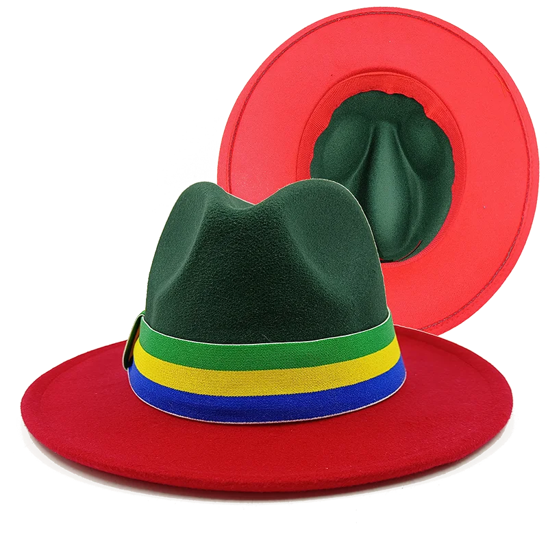 Low price wholesale Fedora hats men's and women's jazz hats red and white new tie dyed Fedora hats autumn classic hats sombrero