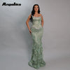 Angelika Glamorous Mermaid Prom Dresses for Women 3D Flowers Crystals Pearls Lace up Pageant Gowns Vestido de Gala Customized