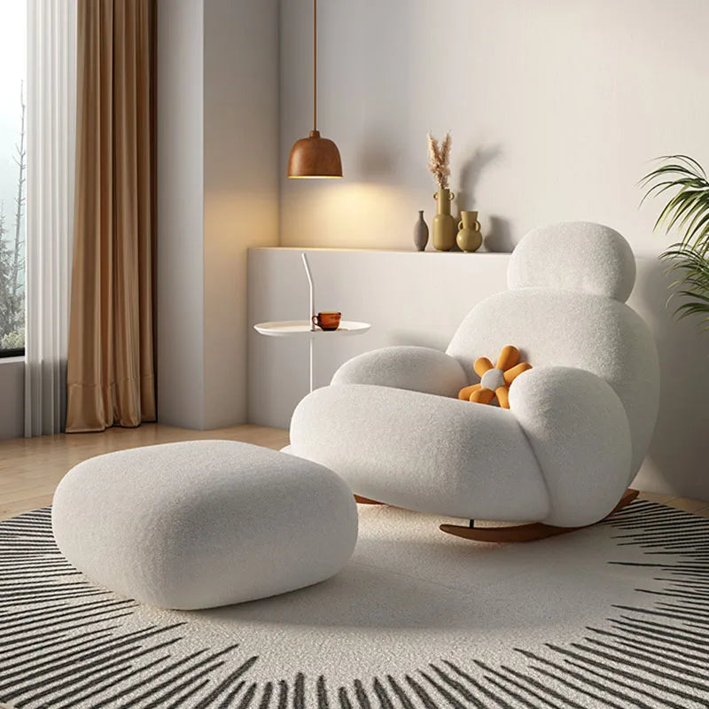 Fluffy White Wohnzimmerstuhl Modern Niedlich Boden Ergonomischer Wohnzimmerstuhl Lounge Relaxsessel Möbel Salon Home Möbel