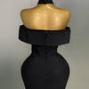 Women 2025 New Sexy Off Shoulder White Flower Black Mini Bodycon Bandage Dress Luxury Celebrity Evening Club Elegant Party Gowns