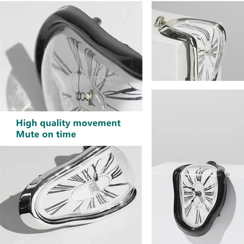 Surrealistische schmelzende Uhr geräuschlose schmelzende Wanduhr Salvador Dalí Stil dekorative Heim-Uhr Büro-Regal Tischgeschenk