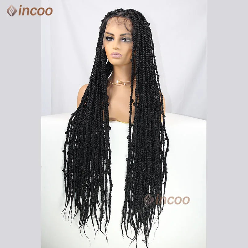 36 Zoll Synthetische Spitze Geflochtene Perücken Schmetterlingszöpfe Spitzenperücke für schwarze Frauen Zopfperücken im Ausverkauf Box Braids Spitzenperücke