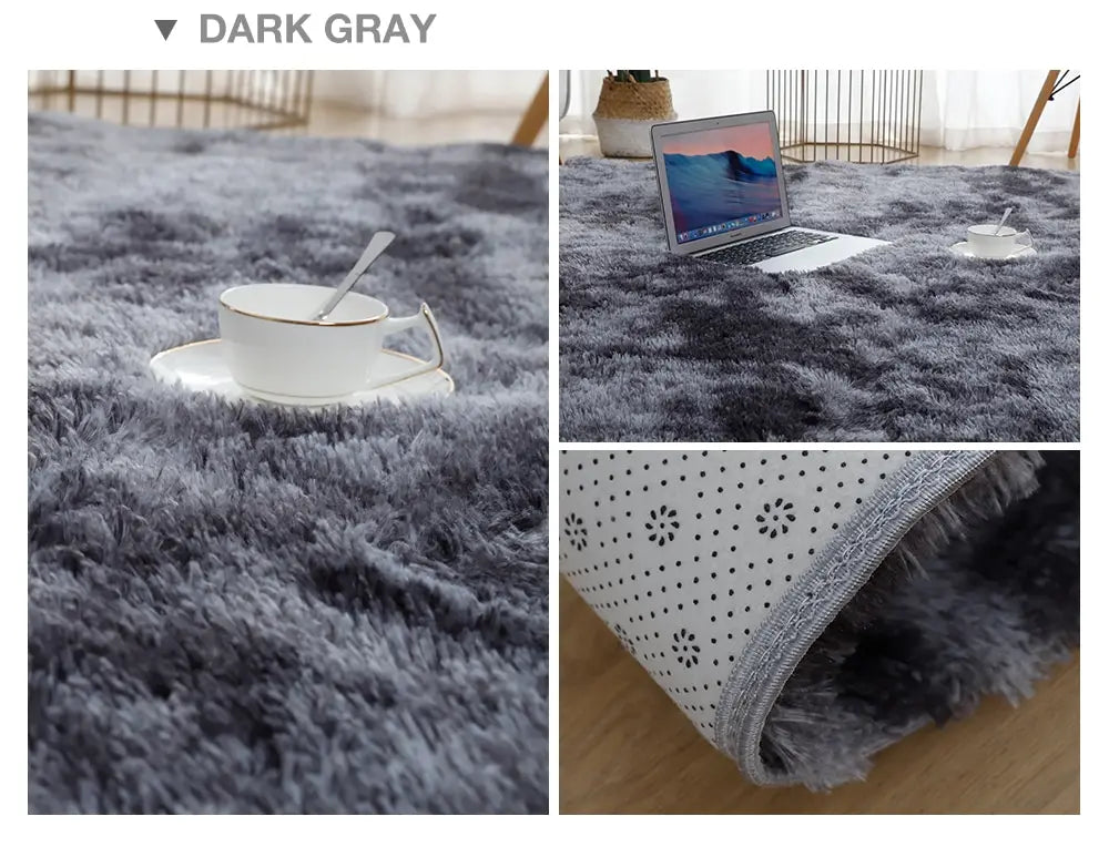 Grauer Teppich für Wohnzimmer Plüsch Teppich Schlafzimmer Boden Flauschige Matten Anti-Rutsch Home Decor Teppiche Weiche Samt Teppiche Kinderzimmer Decke