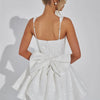 Mozision Pailletten-Kleid mit Schleife am Rücken, rückenfrei, sexy Mini-Kleid für Damen, modisches Etuikleid mit eckigem Ausschnitt, ärmellos, hohe Taille, A-Linie, Clubkleid