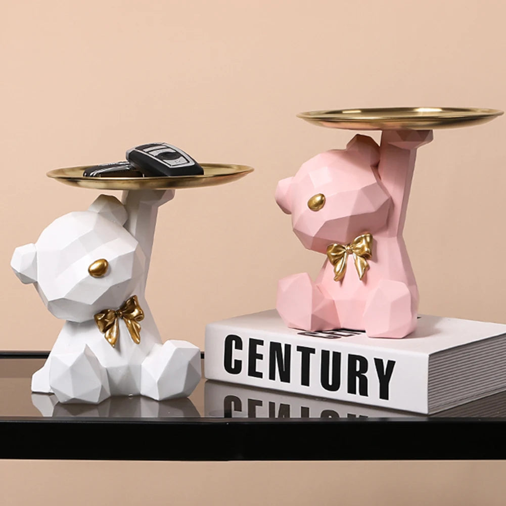 Geometrischer Bär Schlüsselhalter Figur Eingang Bastelarbeiten Harz Schreibtisch Dekoration Süßigkeiten Kleinigkeiten Haushaltswaren für Zuhause Wohnzimmer