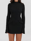 Autumn Office Lady Mini Dress Women Streetwear Long Sleeves Solid Sexy Bodycon Black Dress Casual Clubwear Elegant Party Dresses