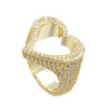 New Full Iced Out Bling Hollow Heart Ring Gold Silver Color 5A CZ Micro Pave Cubic Zircon Rings Hip Hop Punk Men Women Jewelry