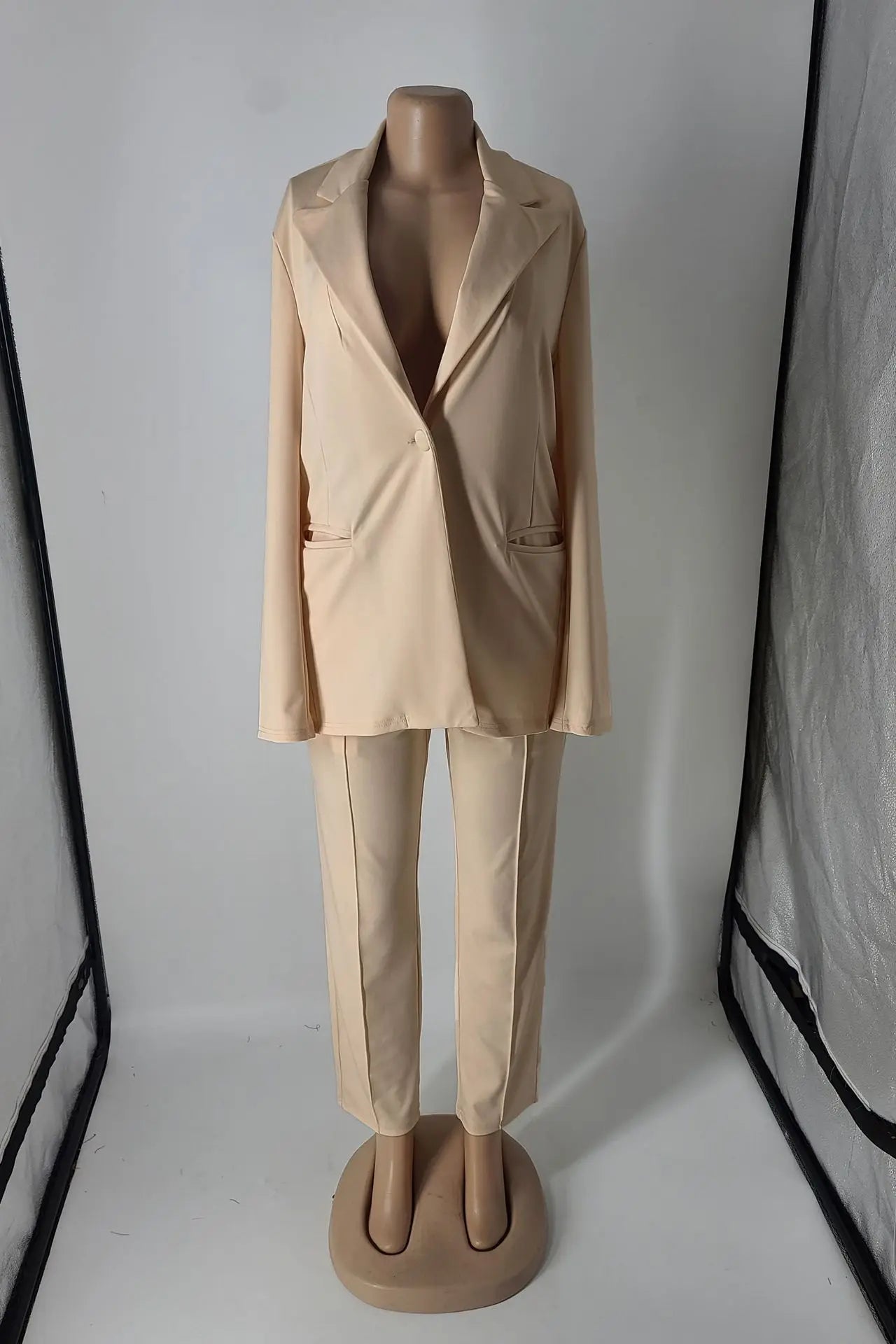 CM.YAYA Elegant Solid Blazer Suit and Pants Two 2 Piece Set  Women 2023 Autumn Winter Classic OL Street Outfit Tracksuit