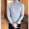 Mens Turtleneck Sweaters Winter Warm Knit Pullover Korean Cotton Solid Color Casual Slim Sweater Male Clothing Bottoming Shirt
