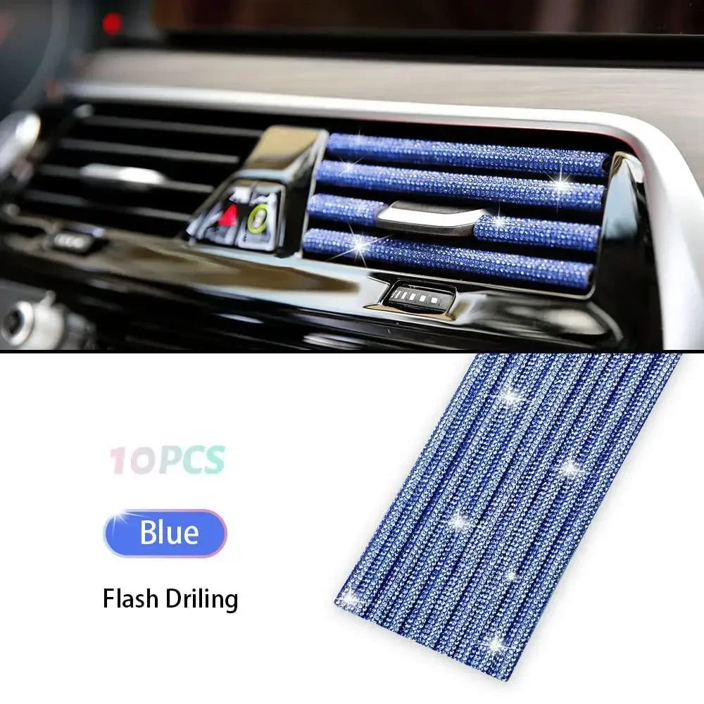 10 Stücke Diamant Auto Klimaanlage Outlet Streifen Bohrer U Form Strass Clip Dekoration Glänzende Kristall Trim Streifen Auto Zubehör