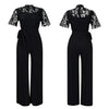Mlaiscsr Elegant White Jumpsuits with Sashes Club Outfit for Women Lace Patchwork Short Sleeve Birthday Party One Piece Rompers