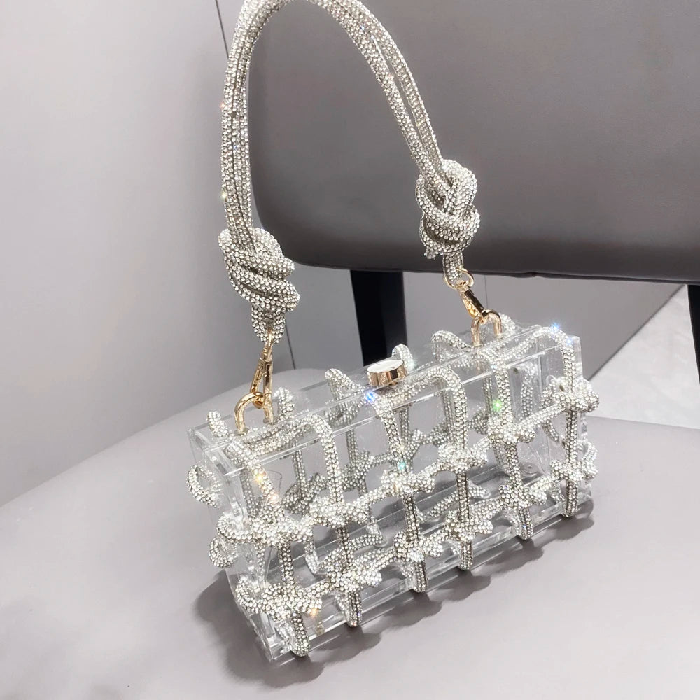 Abendtasche mit Strasssteinen, silberne, handgefertigte Handtasche mit Kristallbesatz für Damen, Geldbörsen und Handtaschen, luxuriöse Designer-Banketttasche