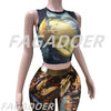 FAGADOER Mode-Print 2-teilige Sets Damen Outfit Ölgemälde Ärmelloses Crop Top und Hose Damen Streetwear Sommer Frühling Neu