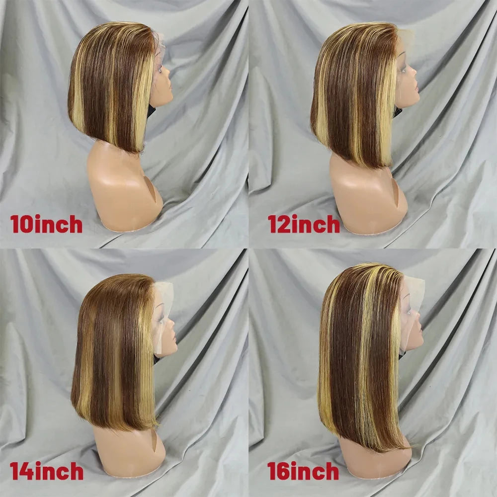 4/30/4 Farbe Echthaar Bob Perücke Glatt 13x4 Lace Front Echthaar Perücken Brasilianische Perücke Kurze Echthaar Bob Perücken Ombre Perücke