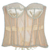 Women Abdomen Corset Crops with Bra Shiny Rhinestone Transparent Breathable Mesh Hand Made Bodices Push Up Bustiers Custom Made